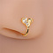 Brass Pave Clear Cubic Zirconia U Shaped Clip on Nose Rings, Golden, Heart, 10x6mm