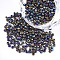 Opaque Glass Seed Beads, Rainbow Plated, Round, Colorful, 4mm, Hole: 1.5mm, about 4500pcs/bag