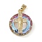 Brass Micro Pave Cubic Zirconia with Glass Pendents, Long-Lasting Plated, Cross, Lilac, 25x20x10mm, Hole: 6x3mm