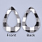 PU Leather Big Pendants, with Tartan Pattern, Teardrop, Black, 60x40x2mm, Hole: 1.5mm