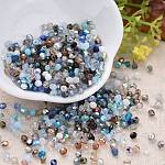 Полированные чешские стеклянные бусины, гальванический / крашеный / матовый, граненые, барабан, разноцветные, 3x3 мм, отверстие : 0.9 мм, около 1437pcs ~ 1443pcs / bag