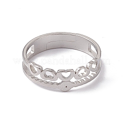 Не тускнеющее кольцо из нержавеющей стали 201 с выемкой в виде сердца и сглаза для женщин&nbsp;RJEW-C045-06P