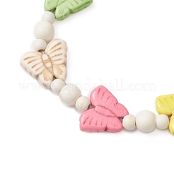 Бабочка синтетические бирюзовые бусины эластичные браслеты для девочек&nbsp;BJEW-JB12120