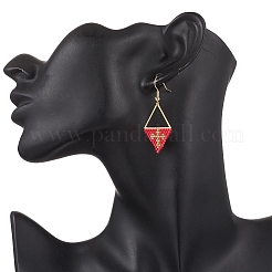 Серьги-подвески из ромбовидного бисера ручной работы&nbsp;EJEW-MZ00542