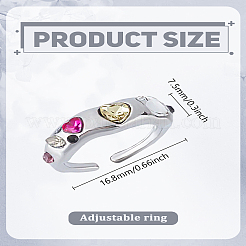 1 шт. цветное открытое кольцо-манжета со стразами&nbsp;RJEW-LP0002-08