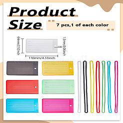 7шт 7-х цветная прямоугольная багажная бирка из ПВХ&nbsp;AJEW-LP0010-89