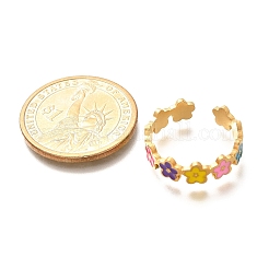 201 нержавеющая сталь эмалированное открытое кольцо-манжета для женщин&nbsp;LS-RJEW-A053-04G-03