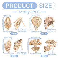 8 шт. 4 стиля сережек-гвоздиков из латуни с прозрачным кубическим цирконием&nbsp;KK-TA0002-61