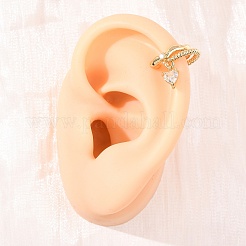 Серьги-манжеты в форме сердца из латуни с микропаве из прозрачных кубических цирконий&nbsp;EJEW-H178-05G