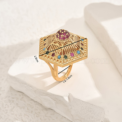 Геометрические латунные микропаве кубические цирконии регулируемые кольца для женщин&nbsp;DO6393-4