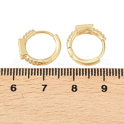 Прямоугольные серьги-кольца из латуни с микропаве из прозрачных кубических цирконий&nbsp;EJEW-D348-05G