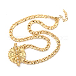 304 нержавеющая сталь кристалл горный хрусталь плоская круглая подвеска витая цепочка ожерелья для женщин&nbsp;STAS-Z117-11G