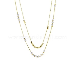 304 нержавеющая сталь boston link chains двухслойные ожерелья&nbsp;BJEW-K257-04G