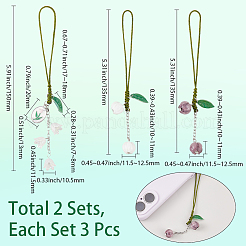 2 комплект ремешков для мобильного телефона с лампворком и акриловыми цветами ручной работы&nbsp;HJEW-SC0002-08