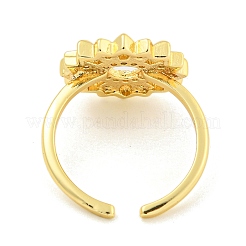 Открытое кольцо-манжета с прозрачным кубическим цирконием и цветком&nbsp;RJEW-L121-031G