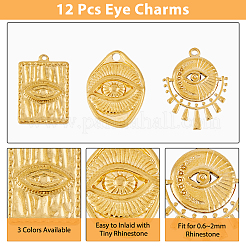 12 шт. 6 стиля подвески из нержавеющей стали 304 со стразами&nbsp;STAS-DC0013-78