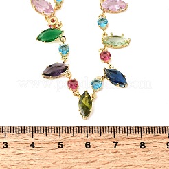 Латунные геометрические звенья цепи с разноцветными кубическими циркониями&nbsp;NJEW-C111-03A