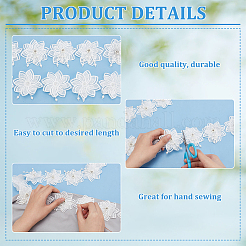 Цветочная кружевная отделка ручной работы из полиэстера OCOR-WH0077-96