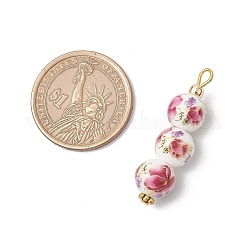 3 шт. фарфоровые керамические подвески ручной работы с цветочным принтом&nbsp;PALLOY-JF03974