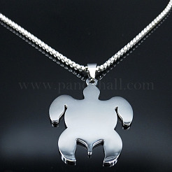 Мужские ожерелья с подвеской в виде черепахи из нержавеющей стали 304 с эмалированным узором и черным солнцем&nbsp;FS-WGFBC27-01