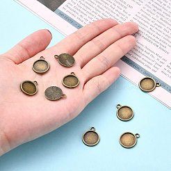 Плоские круглые сеттинги сплава кулон кабошон&nbsp;PALLOY-N0088-38AB-NF