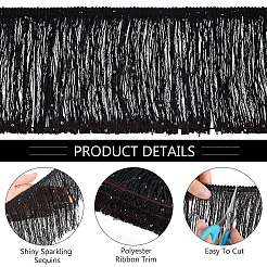 Отделка полиэфирной лентой с кисточками и пайетками&nbsp;OCOR-WH0078-145A