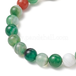 3шт. браслеты из круглых бусин из натурального полосатого агата&nbsp;BJEW-JB11924