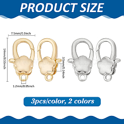 6 шт. 2-х цветные латунные карабины-клешни&nbsp;KK-FG0001-29
