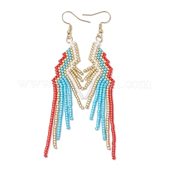 Серьги-кисточки из стеклянных бусин&nbsp;EJEW-MZ00434-01