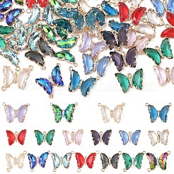 12 шт. латунные подвески-соединители с граненым стеклом&nbsp;FIND-YW0007-50