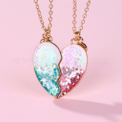 2 шт. модные ожерелья с магнитным кулоном в виде сердца из сплава смолы bff для женщин&nbsp;FS-WGCB8A0-01
