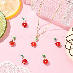 6 шт. 2-х цветные подвески из вишневой латуни с эмалью&nbsp;KK-CJ0003-18