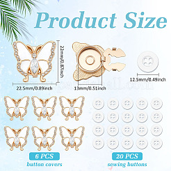 6 шт. запонки в форме бабочки из сплава со стразами&nbsp;FIND-ME0003-13