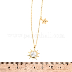 201 кулон из нержавеющей стали со стразами в виде солнца и звезды для женщин&nbsp;NJEW-F335-03G
