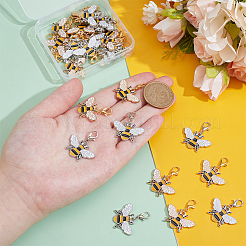 32 шт. 2-х цветные эмалевые подвесные украшения в виде пчел&nbsp;HJEW-PH02214