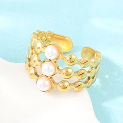 Открытые кольца для манжеты из нержавеющей стали 304 с АБС-пластиком и жемчужным блеском.&nbsp;RJEW-Z137-01G