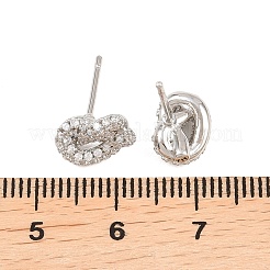 Серьги-гвоздики из латуни с микропаве из кубических цирконий&nbsp;EJEW-C174-01P-06