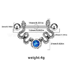 Стремя для сосков из хирургической нержавеющей стали 316l с синими стразами WG55624-02