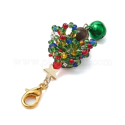 Рождественские елочные стеклянные бусины и подвески из натурального тигрового глаза&nbsp;HJEW-MZ00075-01