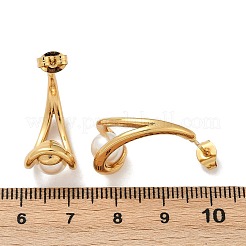 Круглые серьги-гвоздики из пластика с имитацией жемчуга из нержавеющей стали 304&nbsp;LS-EJEW-M105-08G