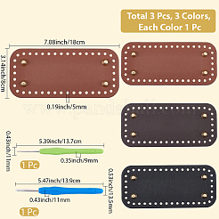 3 шт. 3-цветная прямоугольная сумка из искусственной кожи для вязания крючком&nbsp;DIY-CL0002-17