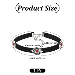 Богемский сплав и смола имитация бирюзового цвета овальный черный бархат чокер ожерелья&nbsp;NJEW-WH20004-13B-01