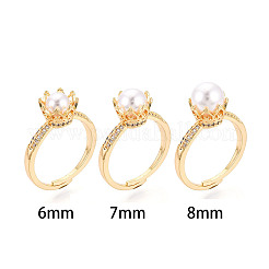 Закрепка колец-штифтов в форме короны из латуни с микропаве из прозрачного кубического циркония&nbsp;X-KK-T076-18G