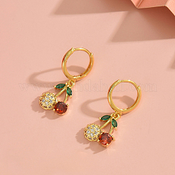 Серьги-кольца с вишней из латуни и кубическим цирконием&nbsp;HQ2807