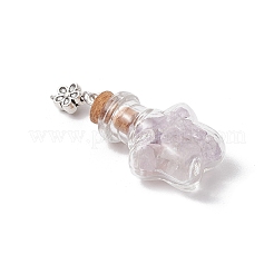 Подвески в виде стеклянных бутылок с натуральным аметистом&nbsp;PALLOY-JF03582-01