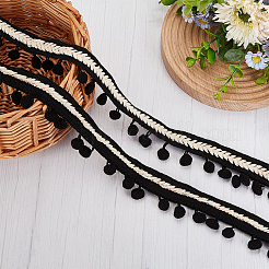 Кружевная отделка из полиэстера с помпонами&nbsp;OCOR-WH0079-32