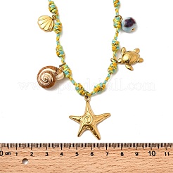 Ожерелья с подвеской из натуральной ракушки Summer Beach из нержавеющей стали 304 с гальваническим покрытием&nbsp;NJEW-F348-01B-G