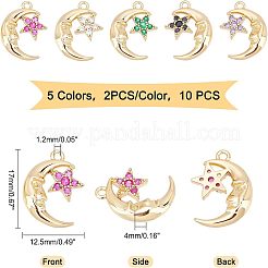 10шт 5 цвета экологически чистые латунные подвески из кубического циркония с микропаве&nbsp;KK-FH0002-89