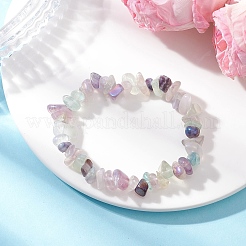 Эластичные браслеты из гальванизированных бусин из натурального флюорита для женщин&nbsp;BJEW-JB12596