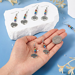 10 пара серег с подвесками из сплава «Древо жизни» в 5 стилях&nbsp;EJEW-TA0001-31